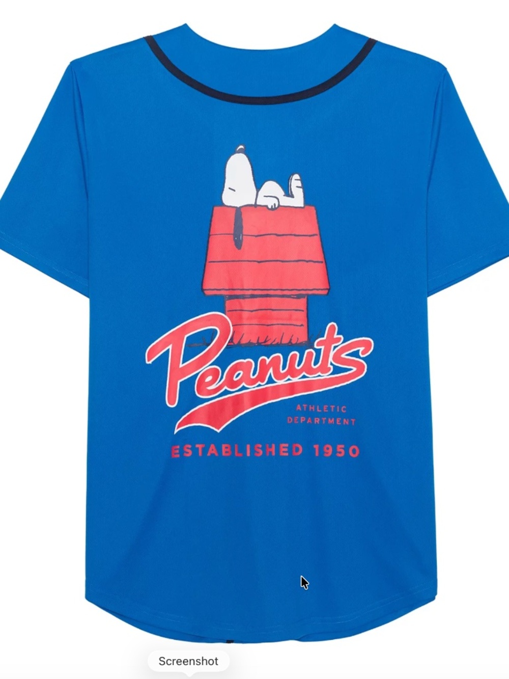 Peanuts Snoopy on Doghouse Baseball Jersey Shirt Blue  Men's XL Athletic Hybrid